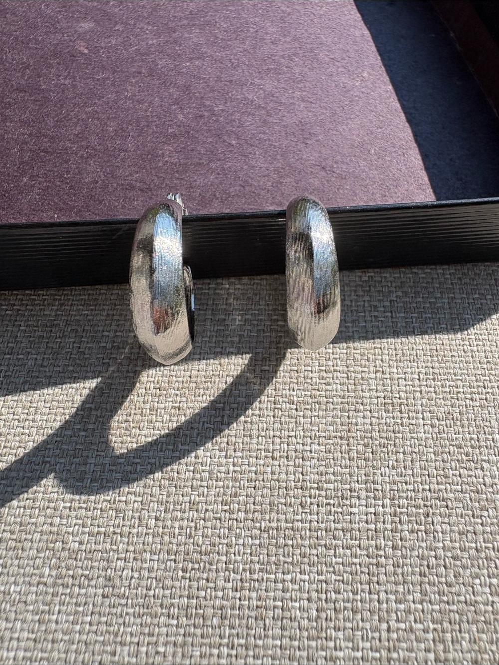 Vintage Monet Silver Tone Hoop Clip on Earrings